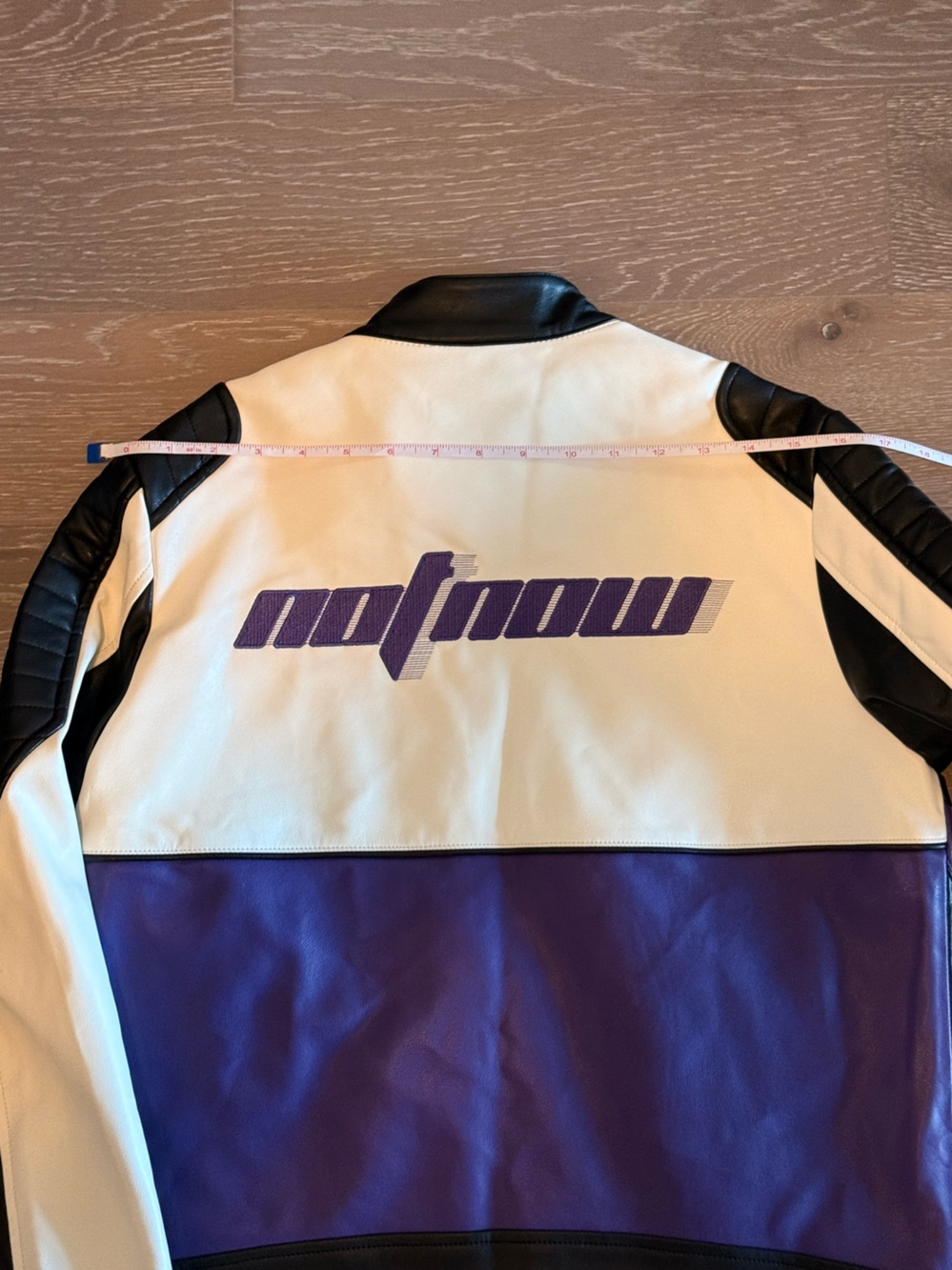 Bershka Faux Leather Racing Colour Block Moto Jacket Purple Y2K Size Medium M - Picture 17 of 17